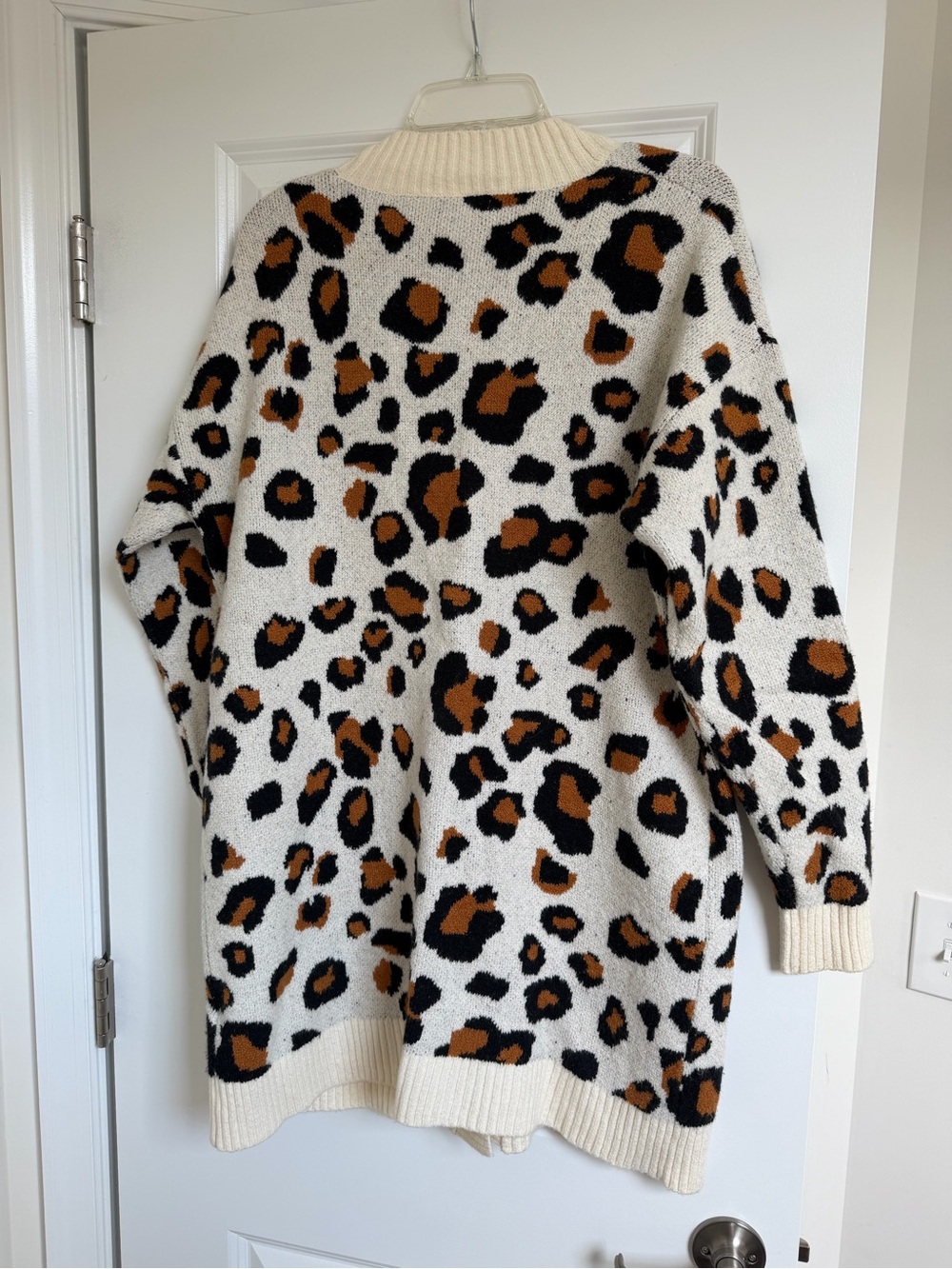 Leopard Print Button-Front Cardigan Sweater - Cream/Brown - Picture 4 of 4
